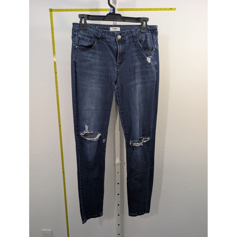 Kensie Jeans Knockout Skinny Distressed Dark Wash Mid Rise Denim Womens 10/30‎